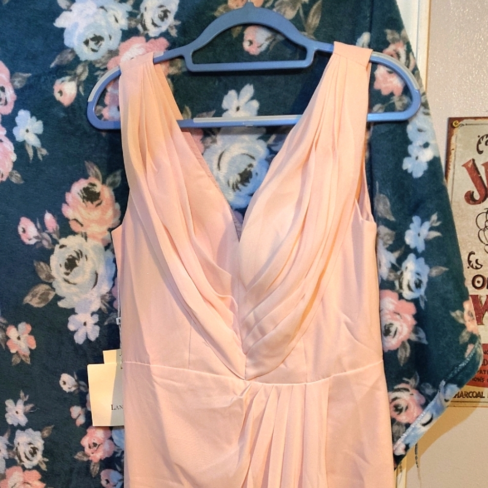 Lan Ting Elegant Pink/Peach Sleeveless Dress